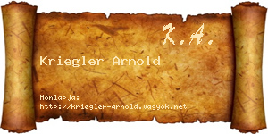 Kriegler Arnold névjegykártya